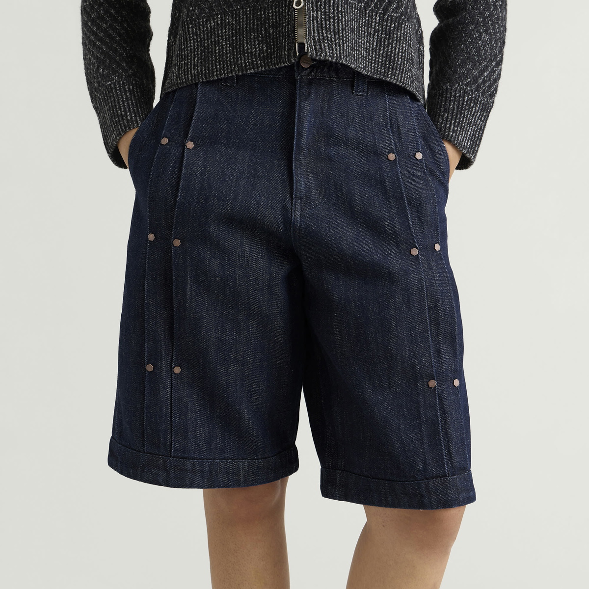 Dime Women's Pleated Baggy Denim Short in Indigo