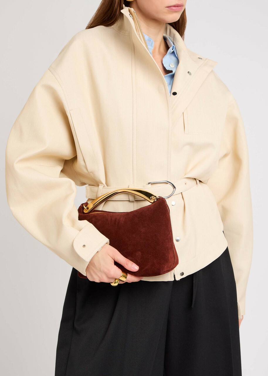 Mansur Gavriel Hera Suede top Handle bag - Chocolate - One Size