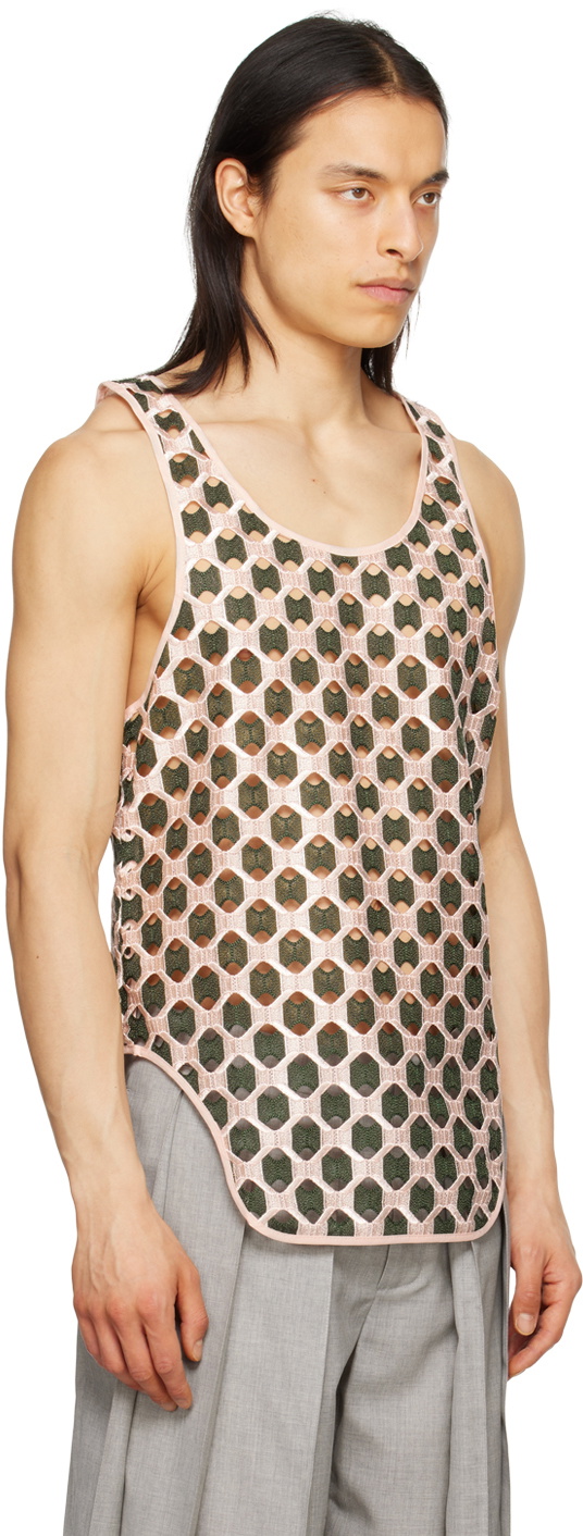 Steven Passaro Green & Pink Pattern Tank Top