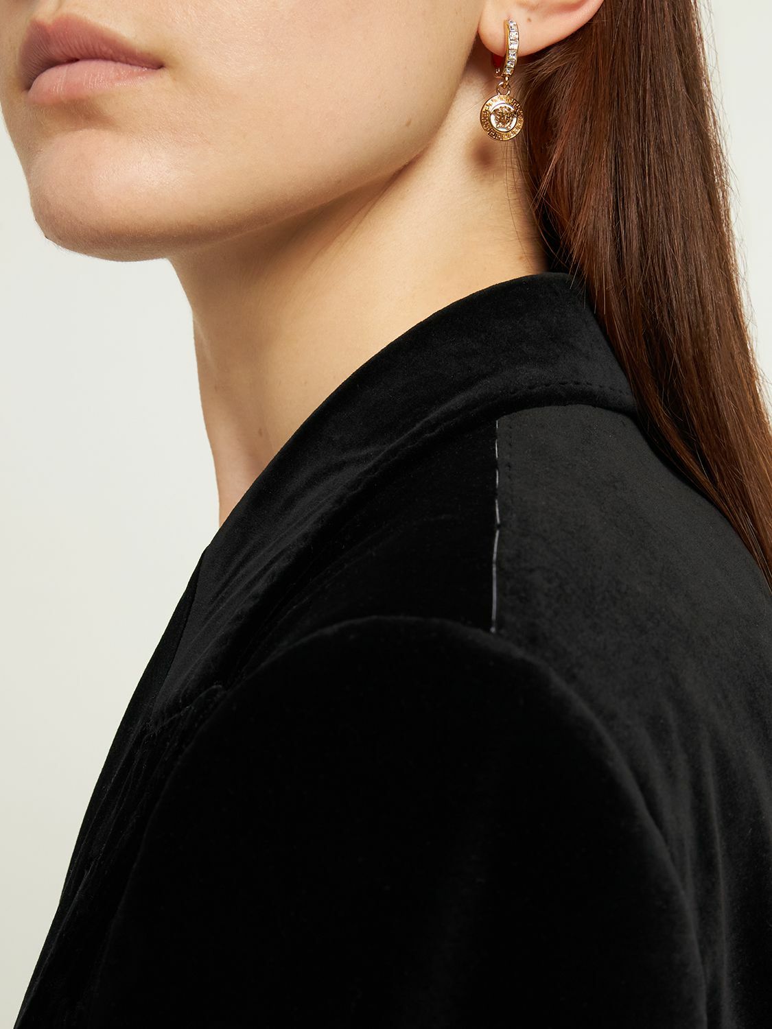 Versace Women Crystal La Medusa Hoop Earrings