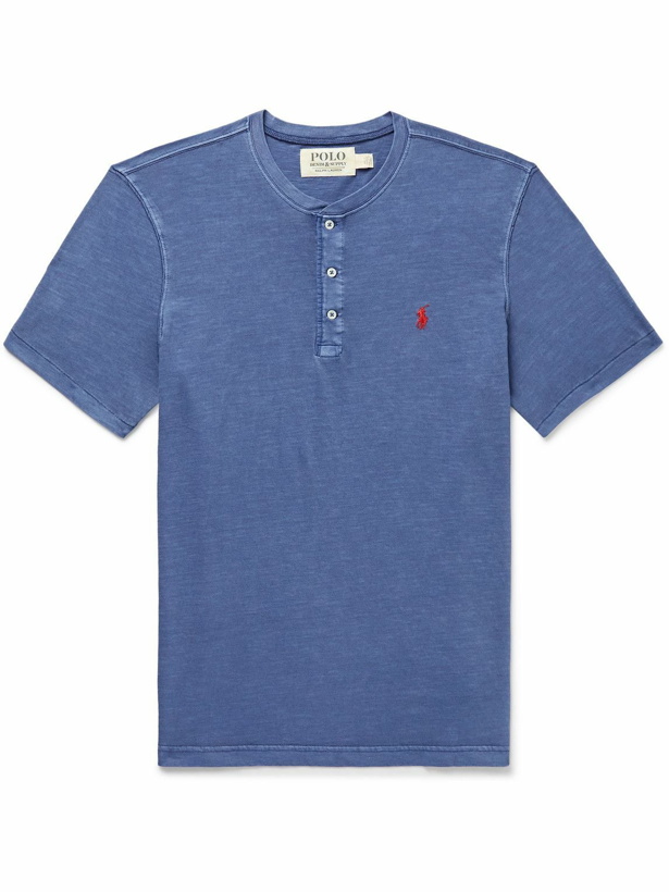 Photo: Polo Ralph Lauren - Logo-Embroidered Cotton-Jersey Henley T-Shirt - Blue