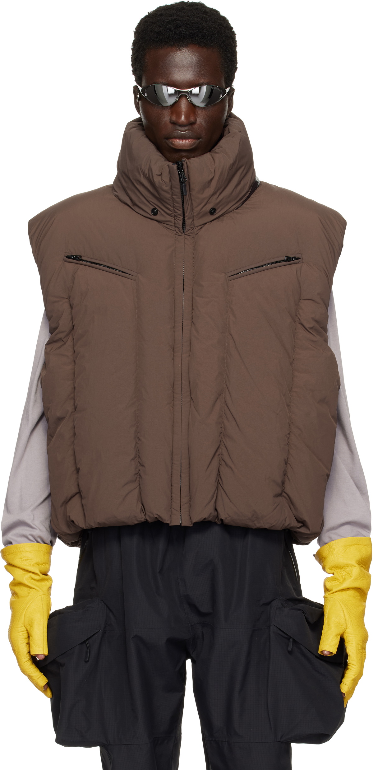 Dingyun Zhang Brown Swollen Reversible Down Vest