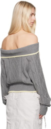Kijun Gray Off-Shoulder Sweater