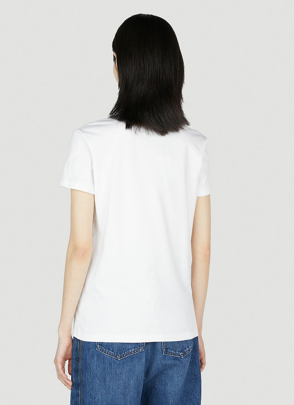 Miu Miu - Embellished Logo T-Shirt in White Miu Miu