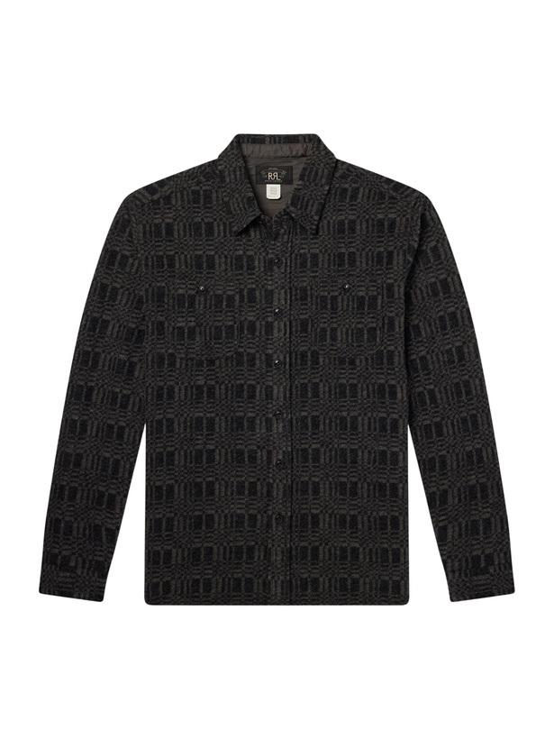 Photo: RRL - Wool-Blend Jacquard Overshirt - Black