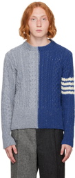 Thom Browne Blue 4-Bar Sweater
