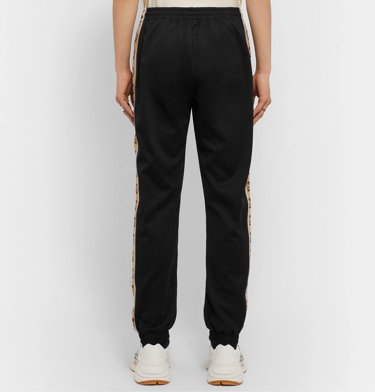 Gucci - Tapered Logo-Jacquard Webbing-Trimmed Tech-Jersey Track Pants -  Black