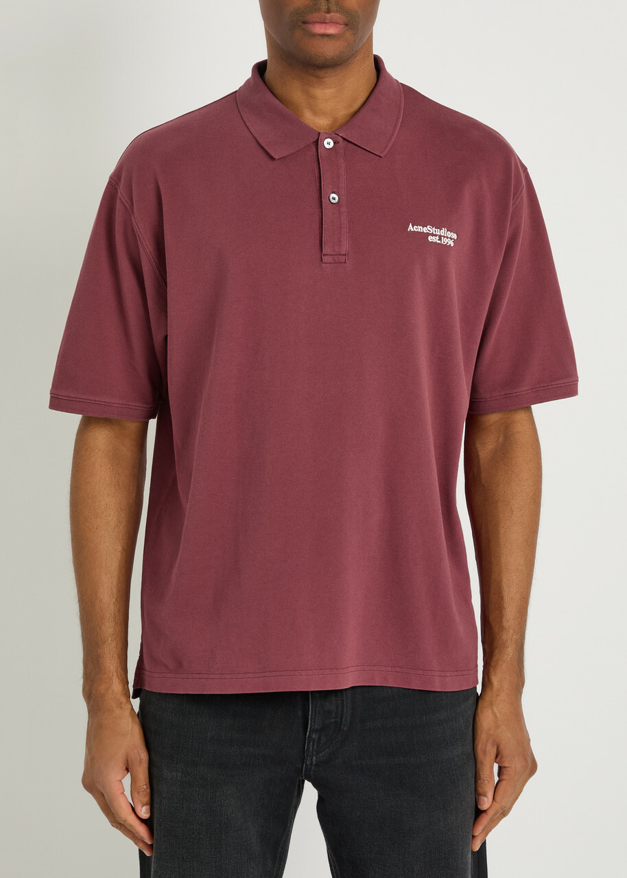 Acne Studios Logo-embroidered Cotton Polo Shirt Red