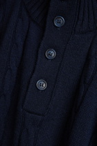Aurélien Cable-knit Wool and Cashmere-blend Polo Jumper Navy