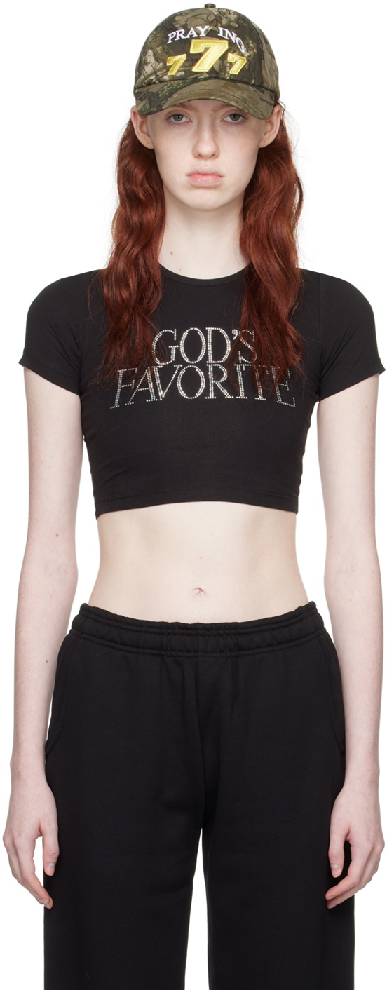 SSENSE Exclusive Black 'God's Favorite' T-Shirt by Praying on Sale