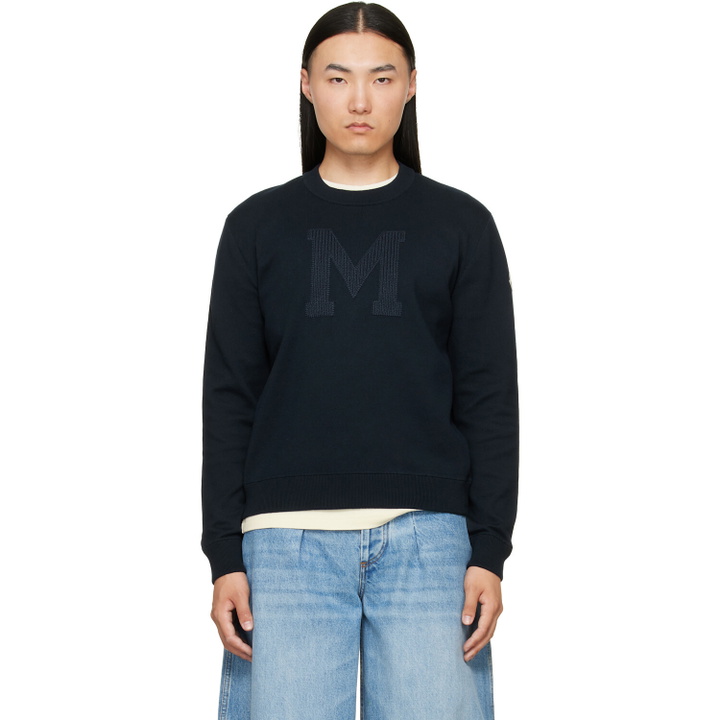 Photo: Moncler Navy Monogram Cotton Blend Sweater