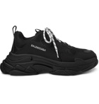 Balenciaga - Triple S Mesh, Nubuck and Leather Sneakers - Black