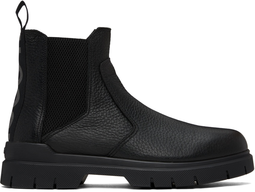 Photo: Hugo Black Grained Leather Chelsea Boots
