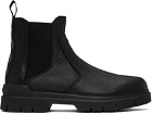 Hugo Black Grained Leather Chelsea Boots