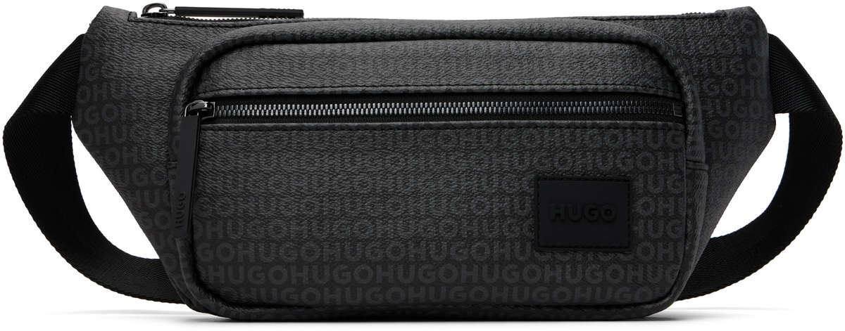 Hugo Gray Grained Faux-Leather Belt Bag