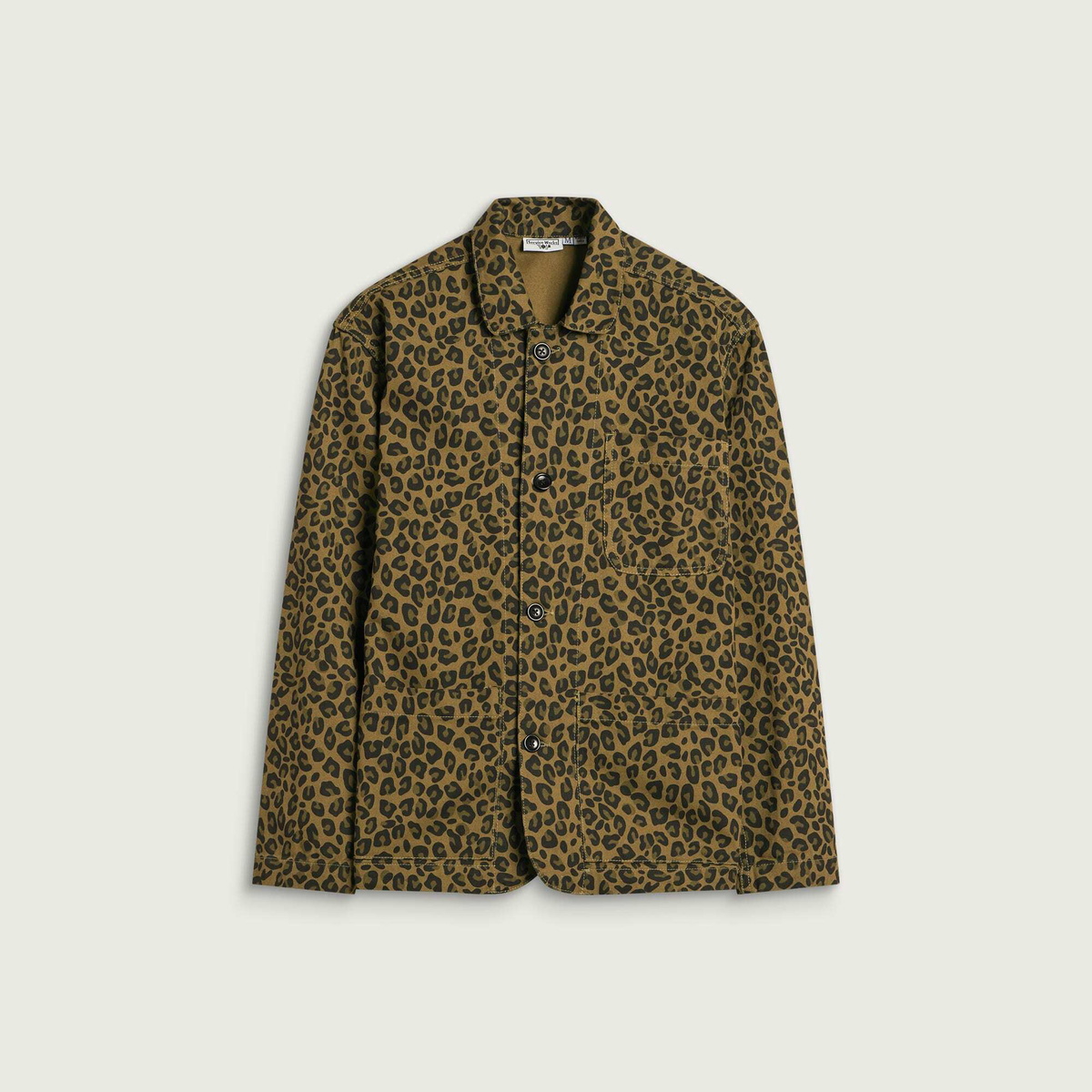 Service Works Men's Patterned Easy Chef Shirt in Brown Leopard