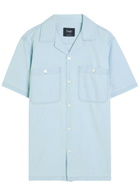 Drake's Chambray Cotton Shirt Light Blue