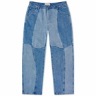 Dime Men's Blocked Relaxed Denim Pant in Washed Blue