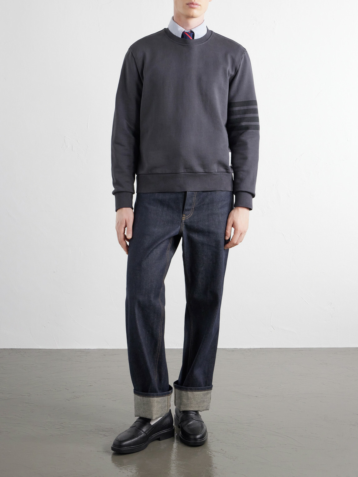 Thom Browne - 4-Bar Stripe Cotton-Jersey Sweatshirt - Gray