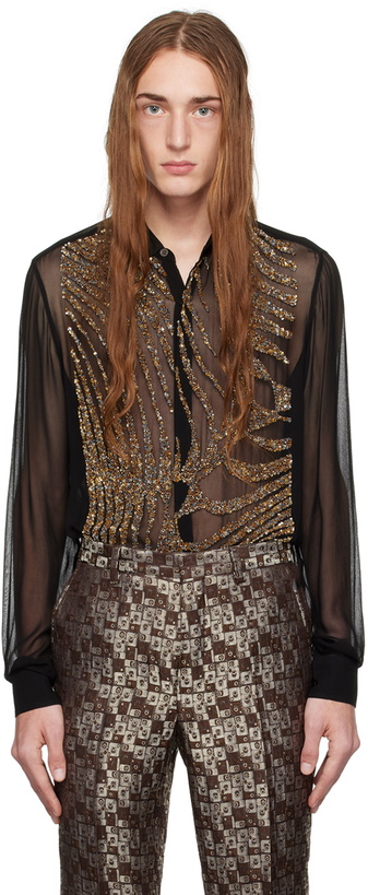 Photo: Dries Van Noten Black Embellished Shirt