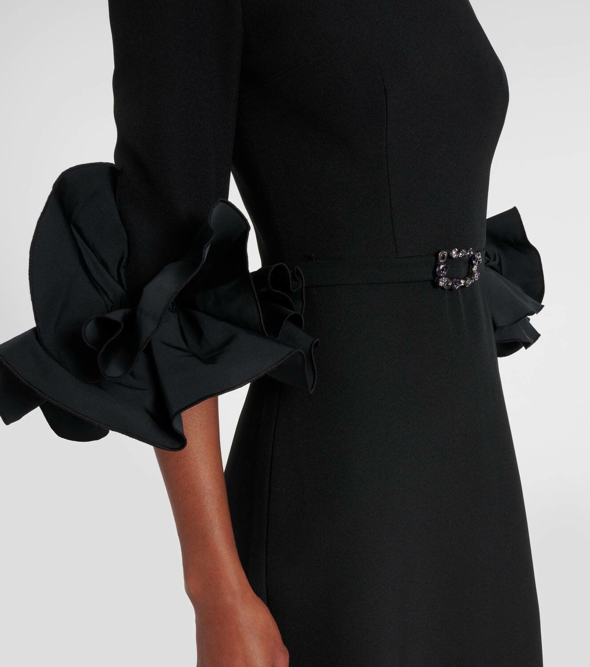 Safiyaa Belted ruffled crêpe gown