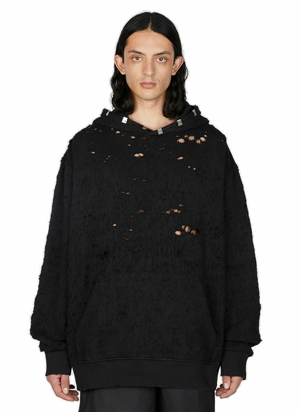 Photo: 1017 ALYX 9SM - Distressed Lightercap Hooded Sweatshirt in Black