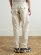 Drake's - Tapered Herringbone Cotton and Linen-Blend Twill Trousers - Neutrals