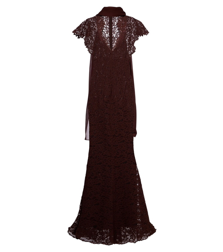 Photo: De La Vali Solina scarf-detail cotton-blend lace gown
