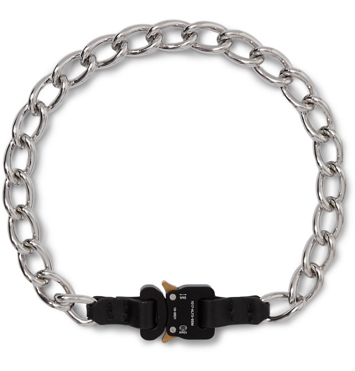 Photo: 1017 ALYX 9SM - Leather-Trimmed Silver-Tone Necklace - Black
