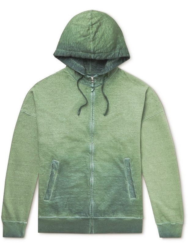 Photo: 120% - Garment-Dyed Linen and Cotton-Blend Jersey Zip-Up Hoodie - Green