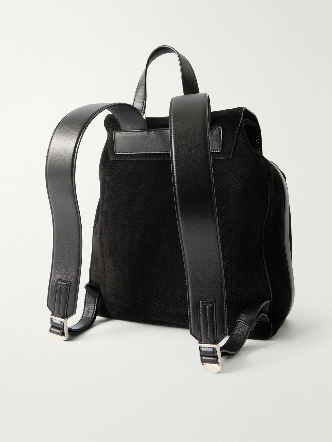 TOM FORD - T Line Leather-Trimmed Perforated Suede Backpack