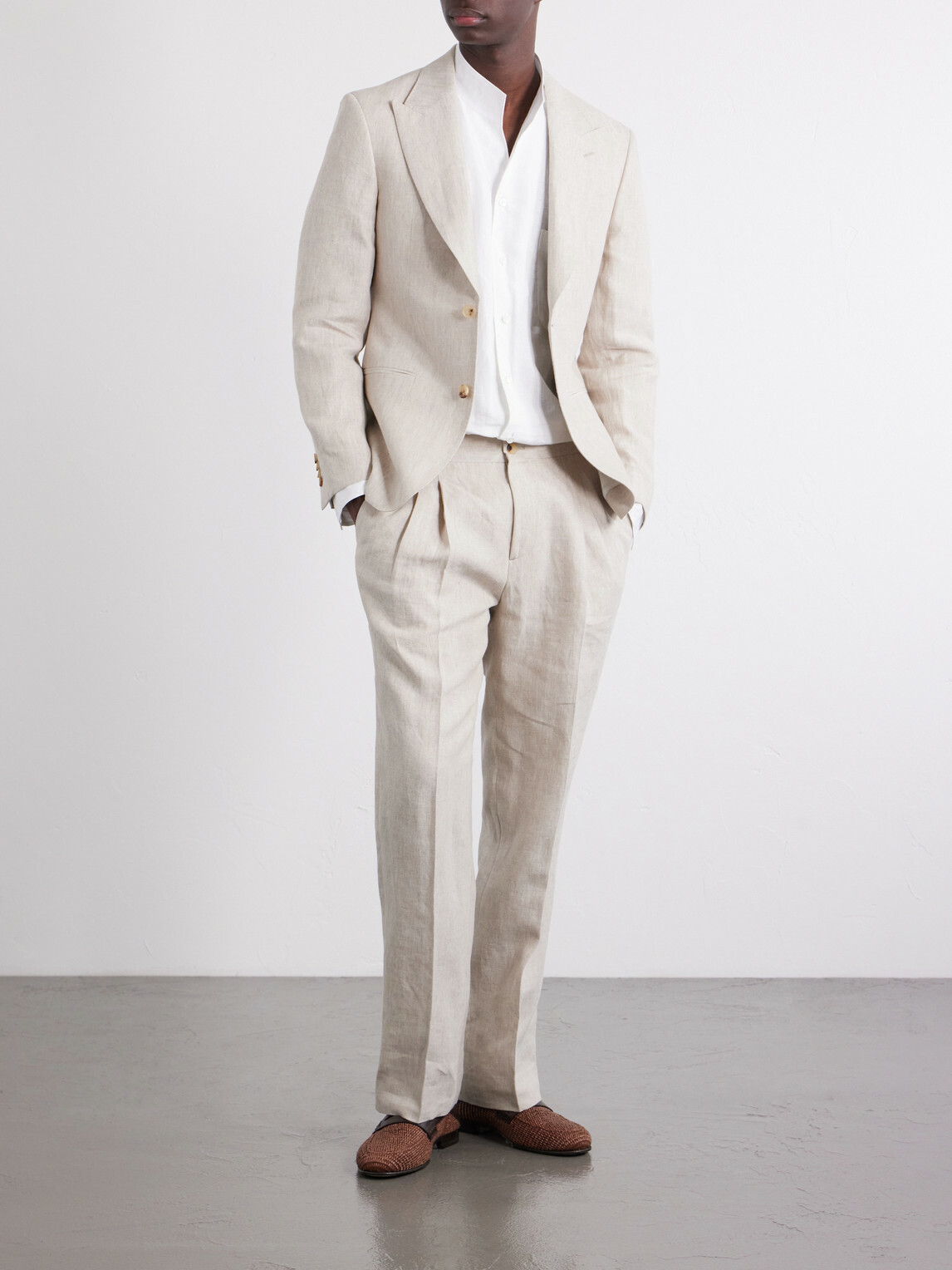 Mr P. - Slim-Fit Linen Tuxedo Jacket - Neutrals