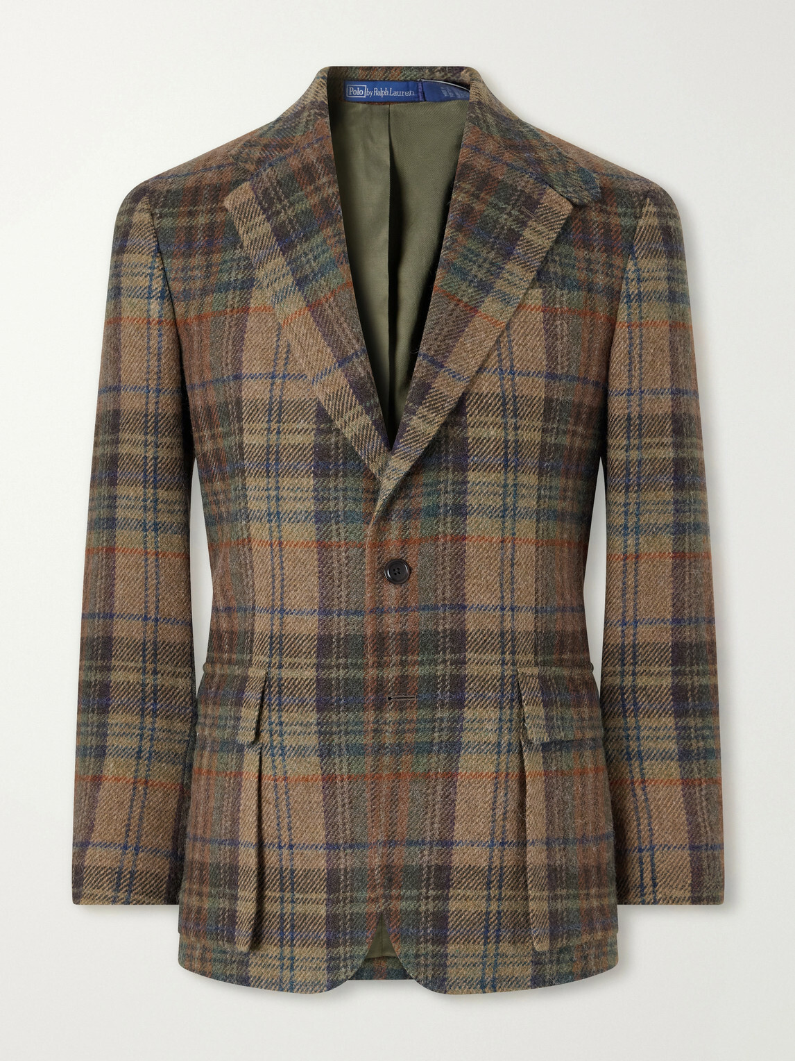 Polo Ralph Lauren - Suede-Trimmed Checked Wool Blazer - Green