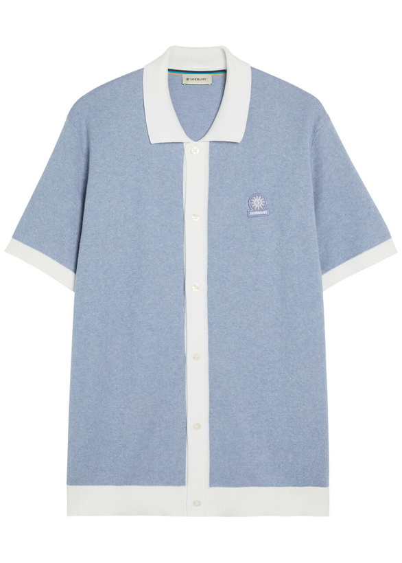 Photo: Sandbanks Logo-appliquéd Cotton-knit Shirt Blue