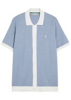 Sandbanks Logo-appliquéd Cotton-knit Shirt Blue