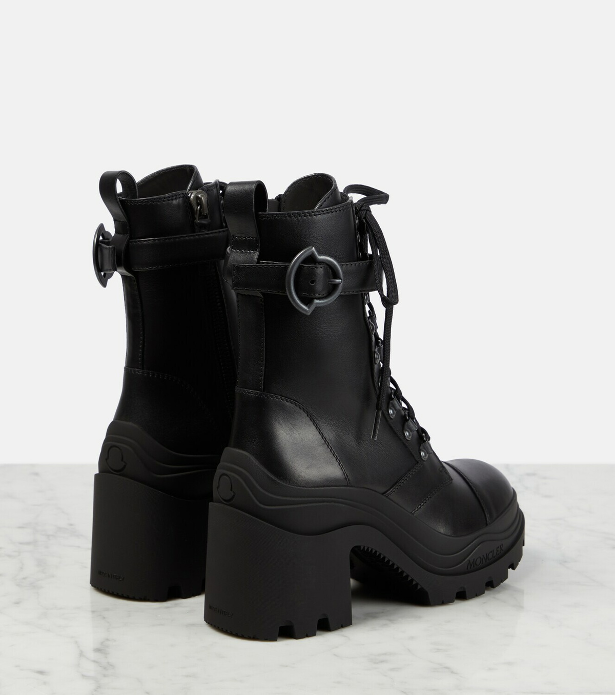 Moncler Black Patty Chelsea Leather Boots Size 37. Worn Once