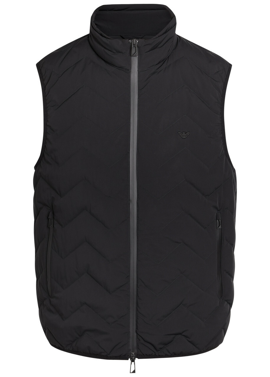 Emporio Armani Water-repellent Padded Stretch-nylon Gilet Black