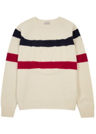 Moncler Striped Logo Wool and Cashmere-blend Jumper Cream