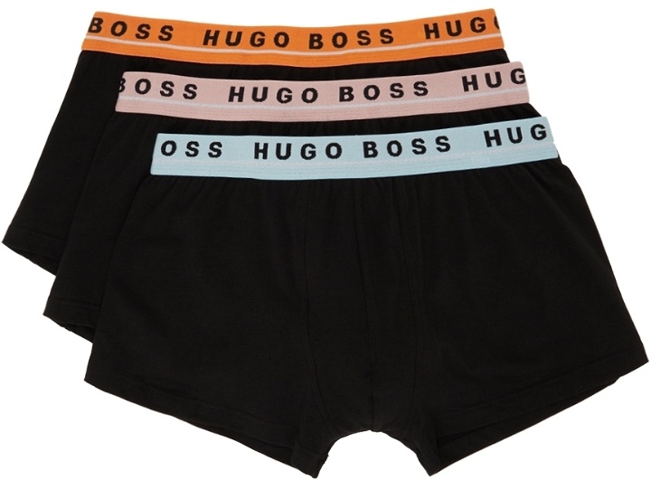 Photo: Boss Three-Pack Black & Multicolor Trunk Boxers