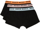 Boss Three-Pack Black & Multicolor Trunk Boxers