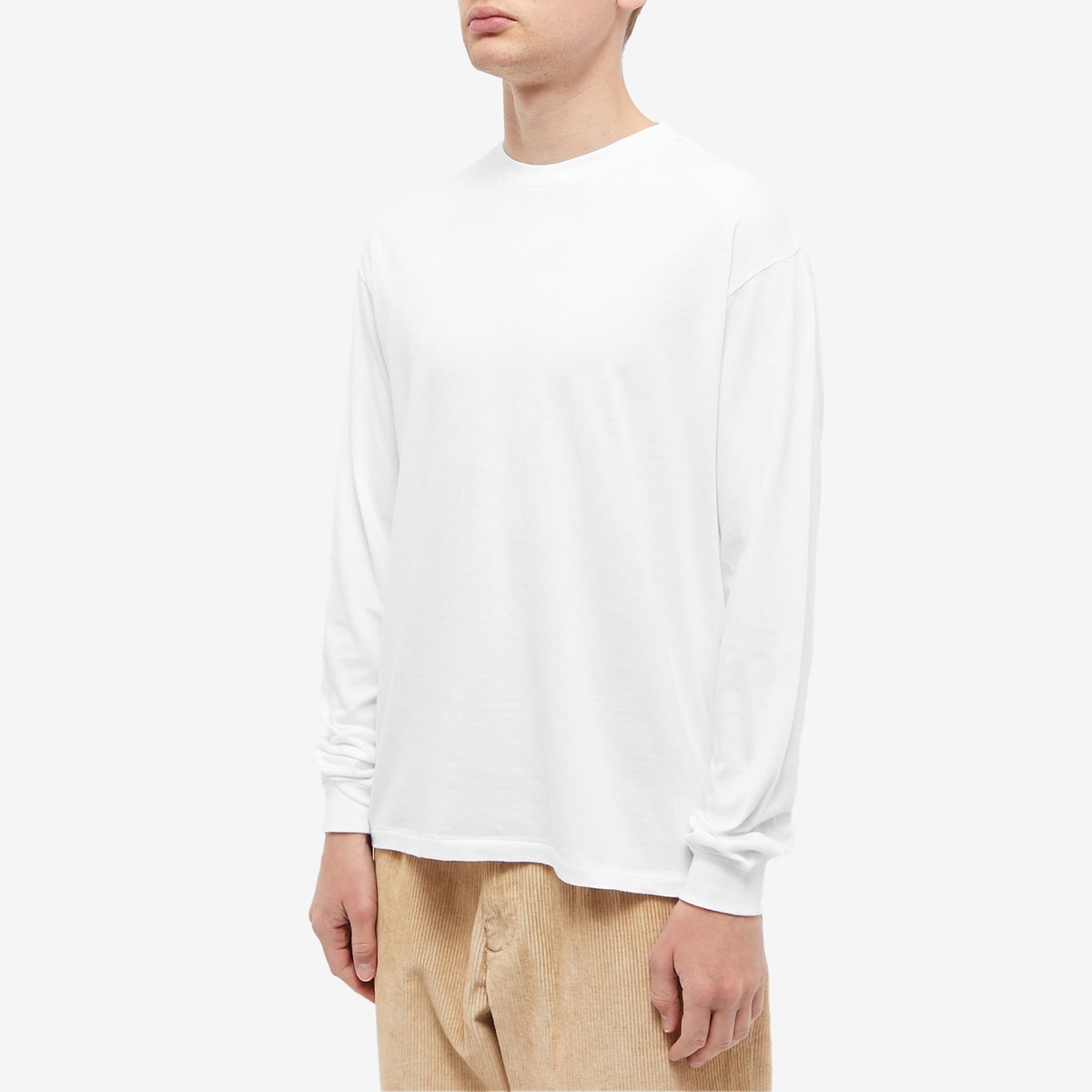 Auralee Men's Long Sleeve Seamless T-Shirt in White Auralee