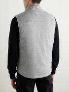 Zegna - Elements Leather-Trimmed Oasi Cashmere Down Gilet - Gray