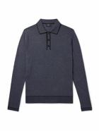 Brioni - Honeycomb-Knit Cotton Polo Shirt - Blue