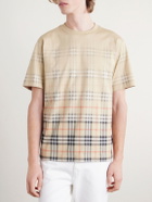 Burberry - Checked Cotton-Jersey T-Shirt - Neutrals