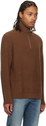 Solid Homme Brown Half-Zip Sweater