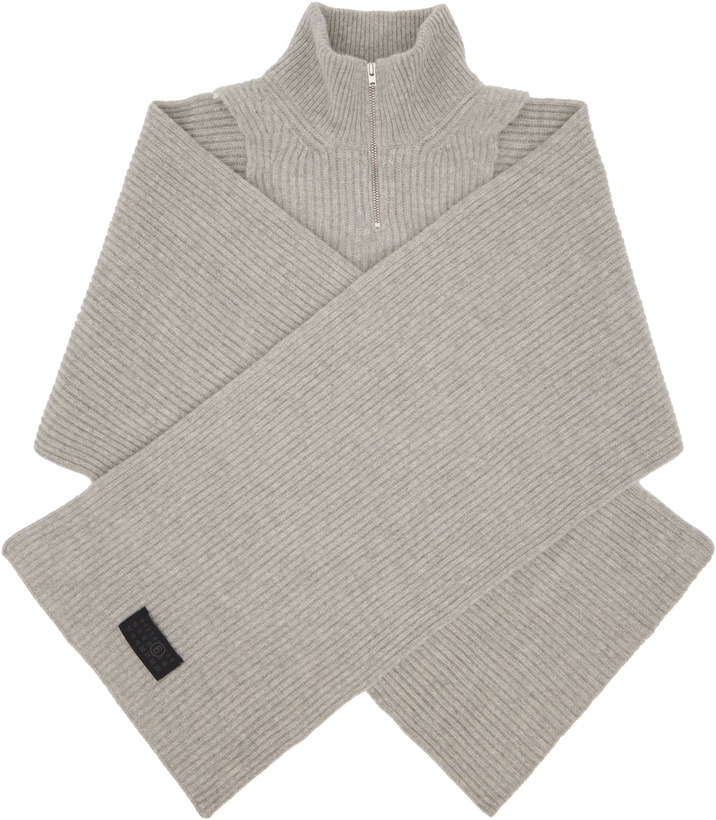 Photo: MM6 Maison Margiela Gray Fisherman Knit Camionneur Scarf
