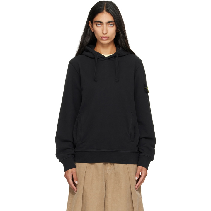 Photo: Stone Island Black 6100048 Brushed Organic Cotton Fleece Hoodie