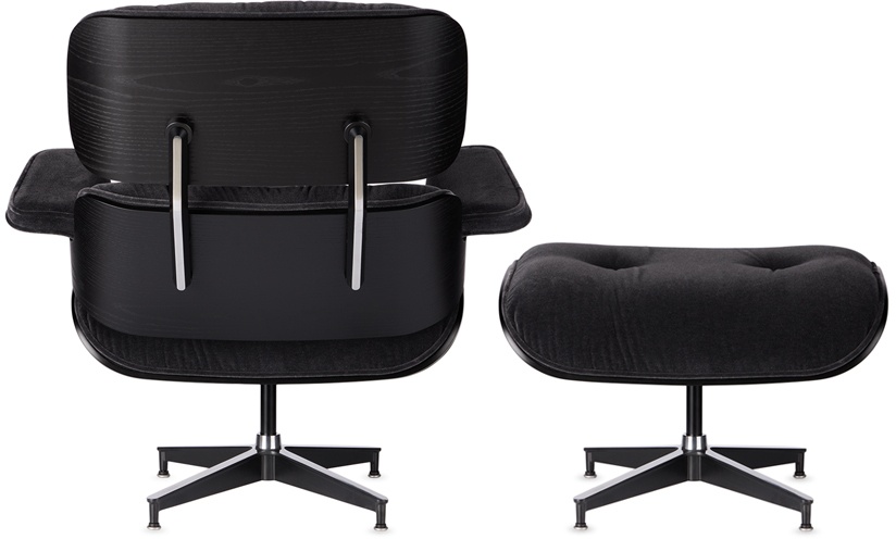 HERMAN MILLER Black Mohair Supreme Eames Lounge Chair & Ottoman