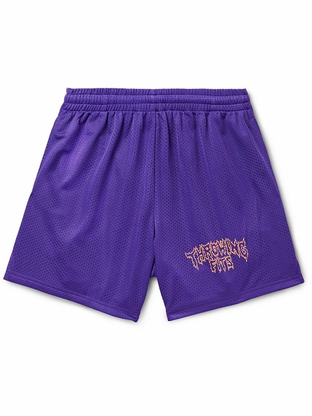 Photo: Throwing Fits - Straight-Leg Logo-Print Mesh Shorts - Purple
