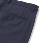 Hugo Boss - Navy Slim-Fit Alcantara-Trimmed Birdseye Virgin Wool Trousers - Navy